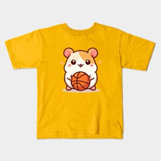 Cute hamster Play Basketball Kids T-Shirt